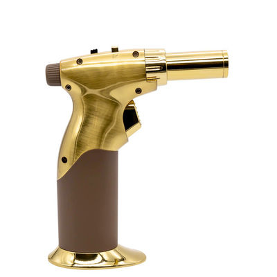Encendedor de soplete de butano con forma de pistola de aleación de zinc para cocinar abrasador